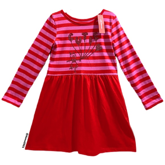NWT Joe Fresh Girls “Cutie” Red/Pink Stripe Dress - Picture 2 of 6